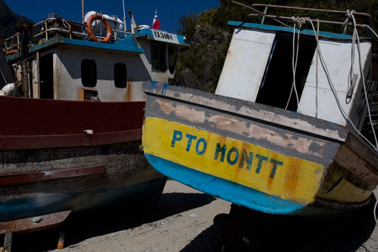 Patagonia expedition slide of boat in Puerto Montt