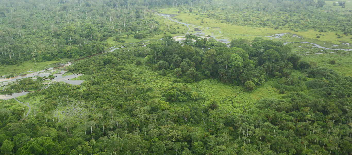 Congo safari slide shows aerial view of Lango Camp region