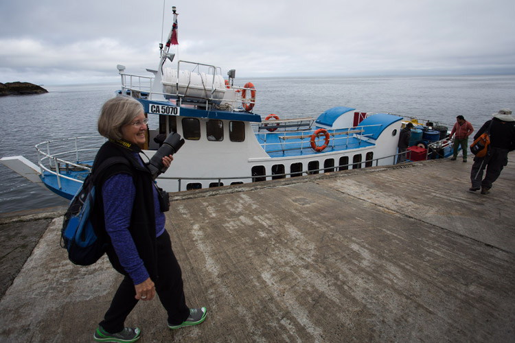 Patagonian Chile tour slide shows Apex Expeditions guest preparing to search for the Pincoya Storm Petrel