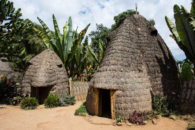 Ethiopia Tour slide shows traditional Dorze hut in South Omo