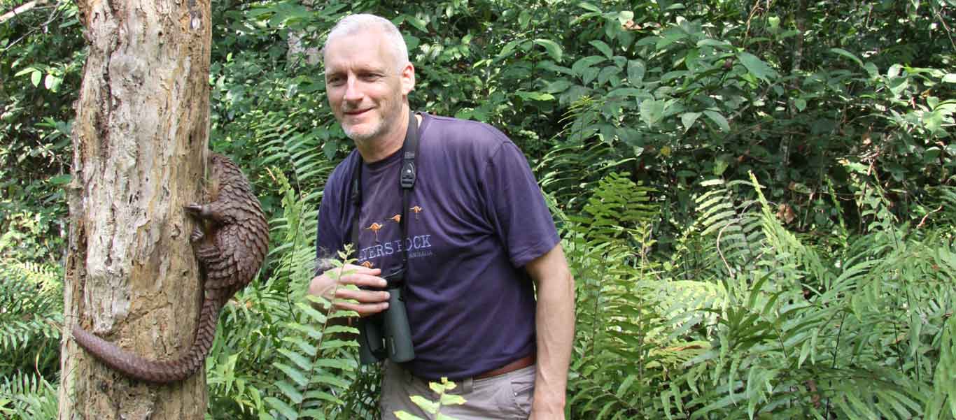 Apex Expedition Leader Gerald Broddelez with a Pangolin