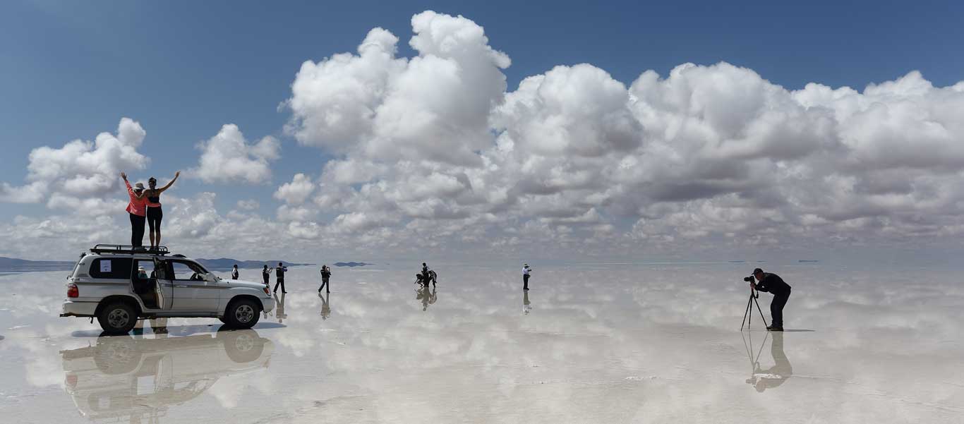 Bolivia nature and culture tour photo of sky mirror created by Uyuni salt flats