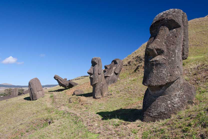 South Pacific small ship cruise photo showing Easter Island moai