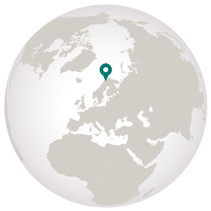 Graphic of globe with Norway adventure tour pointer