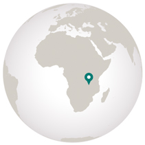 graphic showing southern tanzania on globe