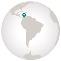 Colombia travel map showing location on globe