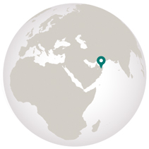 Oman travel globe graphic showing location on globe