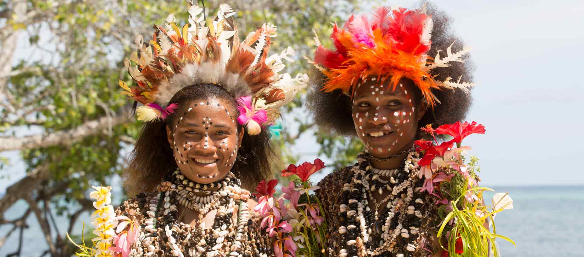 Papua New Guinea Cruise portrait of girls in traditional dress