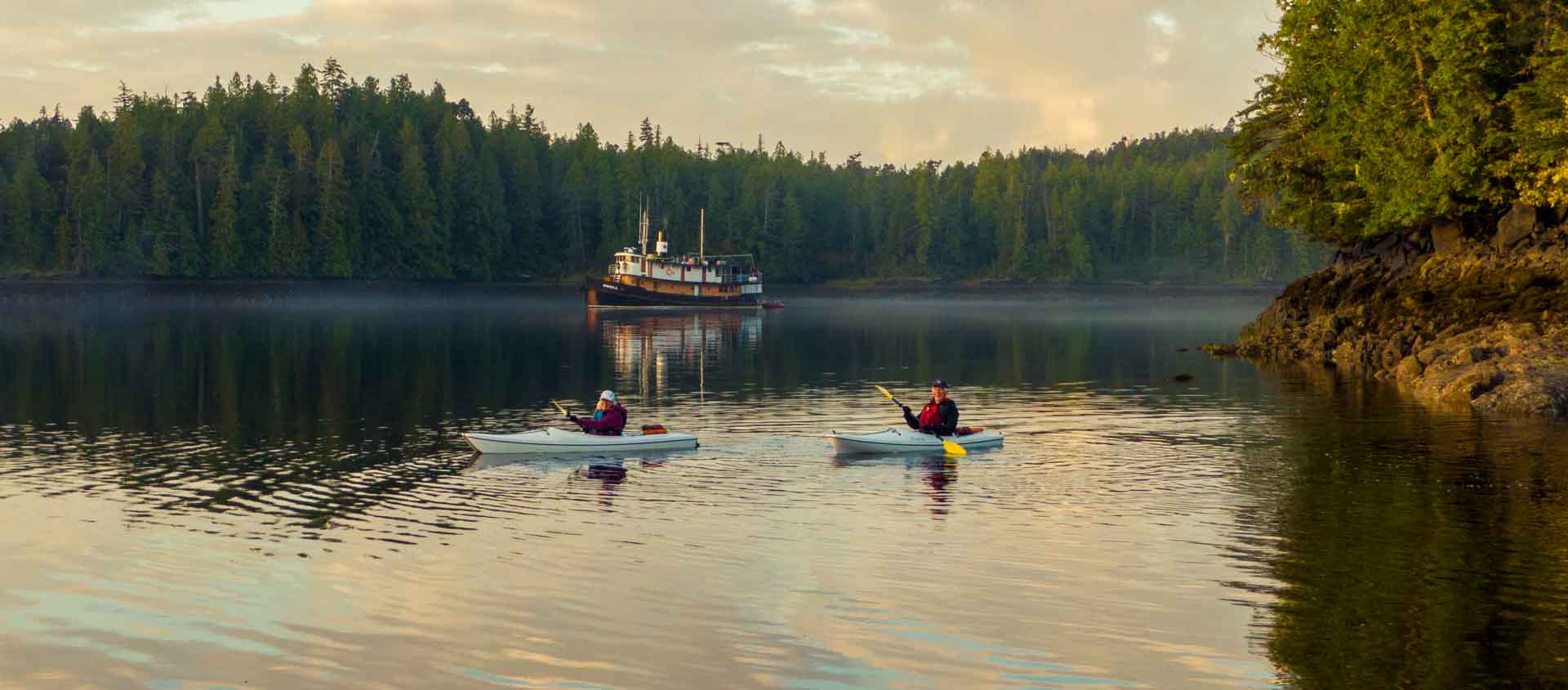 Great bear rainforest image showing kayakers